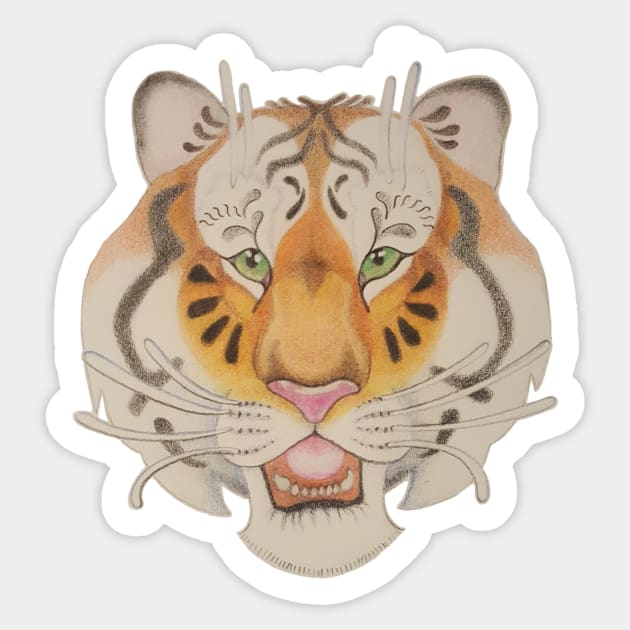 Tiger Drawing Sticker by Lisamariesumner